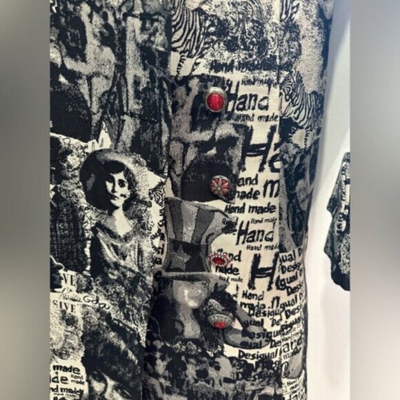 RARE - VINTAGE Desigual Black and White Graphic Women's Coat - Picture 14 of 16